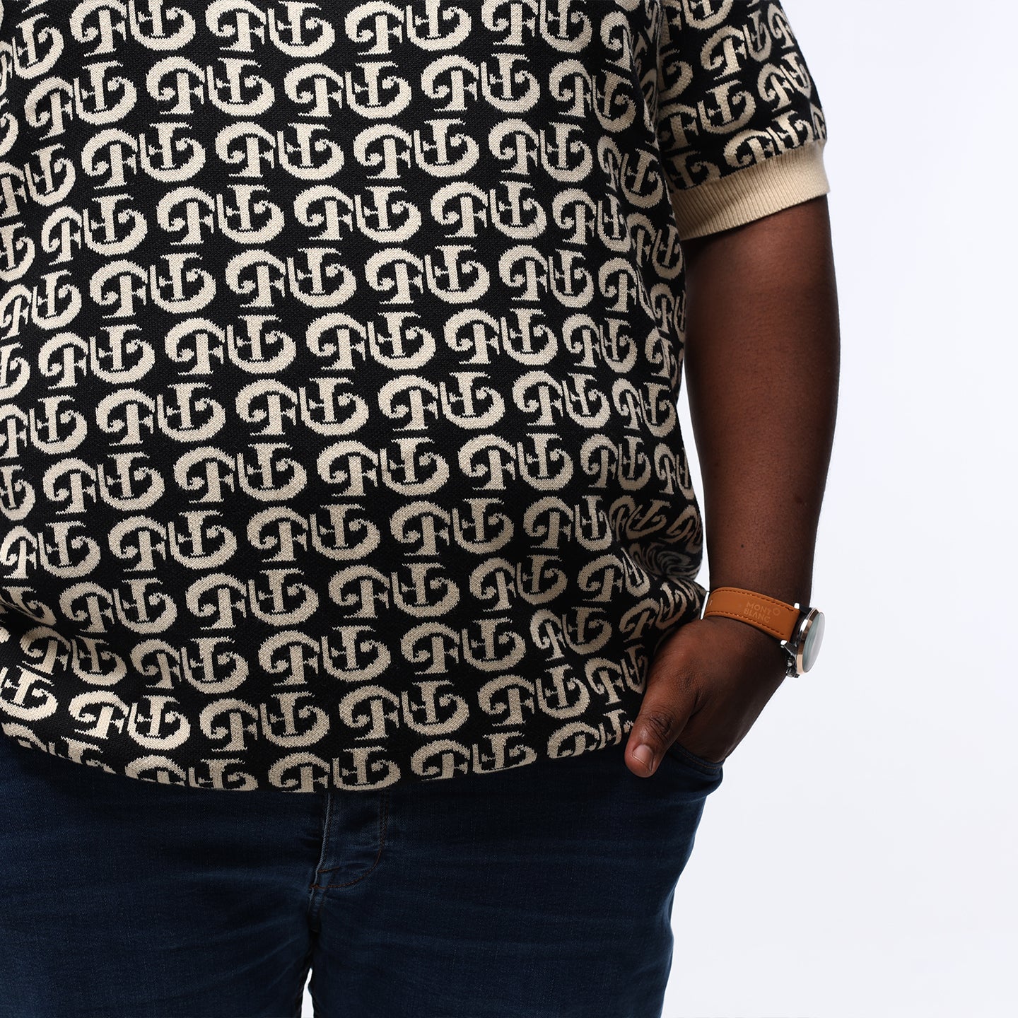 FEIRI Signature Monogram Tee – Black & Sand